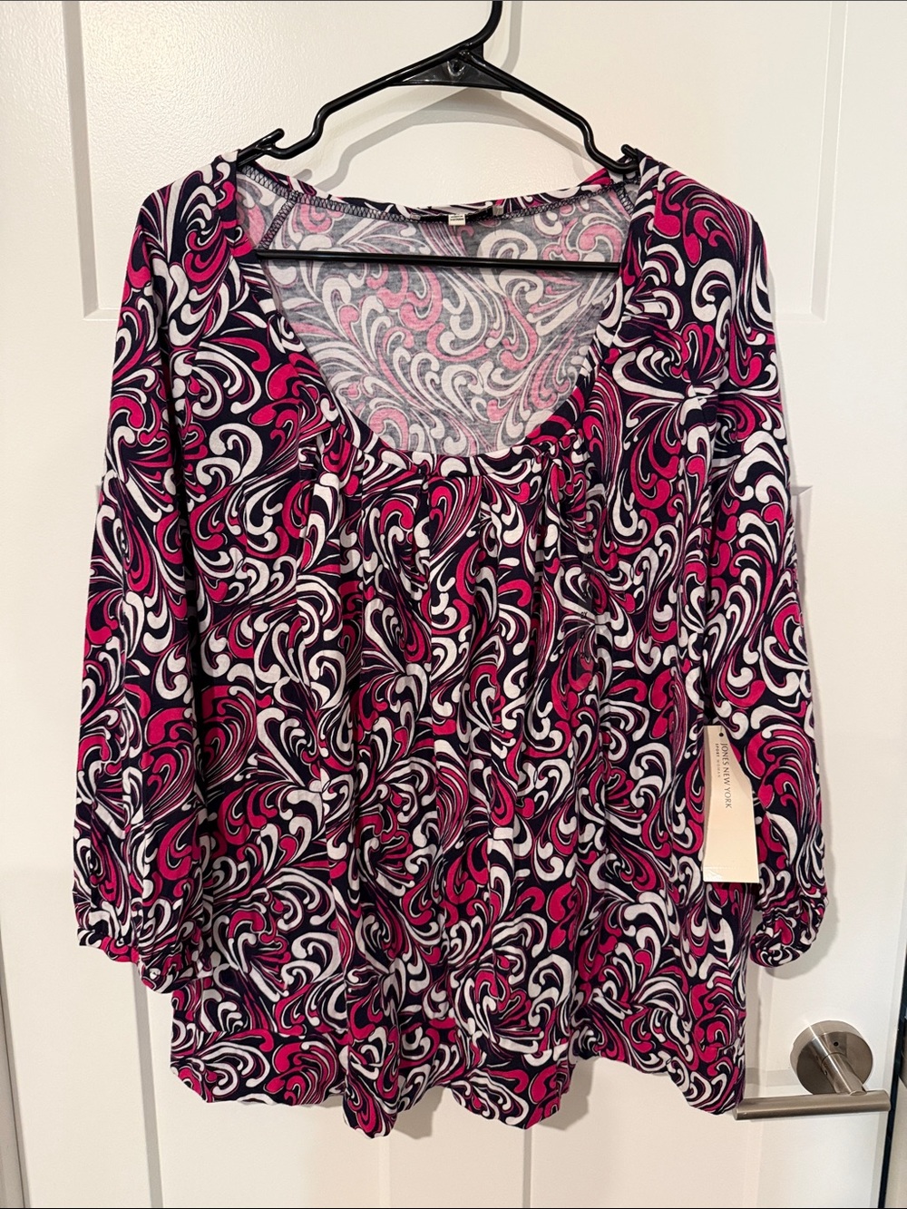 NWT Pink & Black Swirl Scoop Neck Blouse